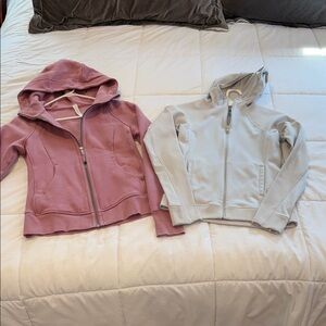 The North Face Light Gray XS and Lululemon pink sz 6 Hoodies with front ziper.